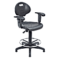 National Public Seating® 6700 Series Kangaroo Polyurethane Task Chair Stool, With Arms, 22 to 32" Seat Height, Black