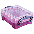 Really Useful Box® Plastic Storage Box, 0.7 Liter, 6" x 4" x 3", Pink