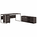 Bush® Business Furniture Hybrid 72"W Computer Table Desk With Storage And Mobile File Cabinet, Storm Gray, Premium Installation