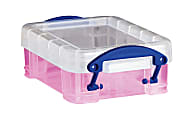 Really Useful Box® Plastic Storage Box, 0.07 Liter, 3 1/4" x 2 1/2" x 1 1/4", Pink