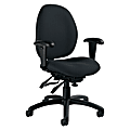 Global® Malaga Low-Back Multi-Tilter Chair With Arms, 37"H x 26"W x 24"D, Graphite/Black