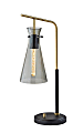 Adesso Walker Desk Lamp, 24”H, Smoked Glass Shade/Black Base