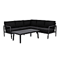 Linon Abilene Aluminum Sofa and Table Outdoor Set, Black