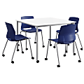 KFI Studios Dailey Square Dining Set With Caster Chairs, White/Silver/Navy 1 thumbnail image