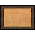 Amanti Art Non-Magnetic Cork Bulletin Board, 30" x 22", Natural, Ridge Bronze Plastic Frame