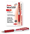 Pentel® Wow!™ Retractable Gel Roller Pens, Medium Point, 0.7 mm, Clear Barrel, Red Ink, Pack Of 12