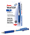 Pentel® Wow!™ Retractable Gel Roller Pens, Medium Point, 0.7 mm, Clear Barrel, Blue Ink, Pack Of 12