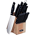 Oster Granger 14-Piece Stainless-Steel Cutlery Set With Wooden Block, Black