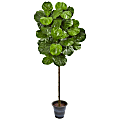 Nearly Natural 5' Fiddle Leaf Artificial Tree With Decorative Planter, 5'H x 19"W x 19"D, Black/Green