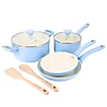 Martha Stewart Everyday Rexford 8-Piece Nonstick Ceramic Aluminum Cookware Set, Periwinkle 1 thumbnail image