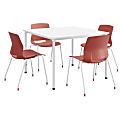 KFI Studios Dailey Square Dining Set, White/Coral 1 thumbnail image