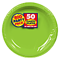 Amscan Round Plastic Plates, 10-1/2", Kiwi Green, Pack Of 50 Plates
