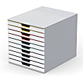 DURABLE VARICOLOR MIX 10 Drawer Desktop Storage Box, White/Multicolor - 10 Drawer(s) - 11" Height x 11.5" Width x 14" Depth - Desktop - White - Plastic - 1 Each