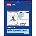 Avery® Removable Labels With Sure Feed®, 94609-RMP15, Starburst, 3", White, Pack Of 90 Labels