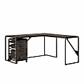 Bush Business Furniture Refinery 62"W L-Shaped Industrial Corner Desk With 3-Drawer Mobile File Cabinet, Dark Gray Hickory, Standard Delivery 1 thumbnail image