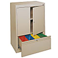 Sandusky® Counter-Height Steel Storage Cabinet With Drawer, 42"H x 30"W x 18"D, Putty