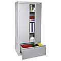 Sandusky® Full-Height Steel Storage Cabinet With Drawer, 64"H x 30"W x 18"D, Dove Gray 1 thumbnail image