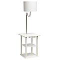 Simple Designs 2-Tier End Table Floor Lamp, 57"H, White Shade/White Base