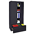 Sandusky® Full-Height Steel Storage Cabinet With Drawer, 64"H x 30"W x 18"D, Black