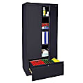 Sandusky® Full-Height Steel Storage Cabinet With Drawer, 64"H x 30"W x 18"D, Black 1 thumbnail image