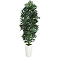 Nearly Natural 5'H Bamboo Palm Artificial Plant With Planter, 60"H x 20"W x 20"D, White/Green 1 thumbnail image