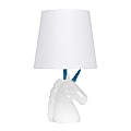 Simple Designs Sparkling Unicorn Table Lamp, 16”H, White/Blue