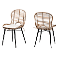 bali & pari Brenna Rattan Dining Accent Chairs, Graywash/Natural Brown/White, Set Of 2 Chairs 1 thumbnail image