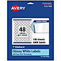 Avery® Glossy Permanent Labels With Sure Feed®, 94606-WGP100, Starburst, 1", White, Pack Of 4,800 1 thumbnail image