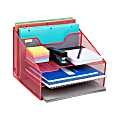 Mind Reader 5-Compartment Desk Organizer, 9-1/8”H x 12-1/2”W x 11”D, Red
