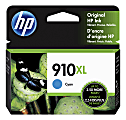 HP 910XL High-Yield Cyan Ink Cartridge, 3YL62AN