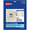 Avery® Pearlized Permanent Labels With Sure Feed®, 94209-PIP100, Rectangle, 2/3" x 1-3/4", Ivory, Pack Of 4,400 Labels 1 thumbnail image