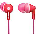 Panasonic Earbud Headphones - Stereo - Mini-phone - Wired - 16 Ohm - 10 Hz - 24 kHz - Earbud - Binaural - In-ear - 3.61 ft Cable - Pink