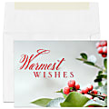 Custom Full-Color Holiday Cards With Envelopes, 7" x 5", Frosted Greenery, Box Of 25 Cards/Envelopes