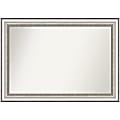 Amanti Art Non-Beveled Rectangle Framed Bathroom Wall Mirror, 29-1/4" x 41-1/4", Salon Silver