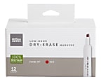 Office Depot® Brand Low-Odor Dry-Erase Markers, Chisel Point, 100% Recycled Plastic Barrel, Red, Pack Of 12