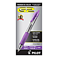 Pilot® G2 Retractable Xfine Gel Ink Rollerball Pens, Extra-Fine Point, 0.5 mm, Purple Ink, Pack Of 12 Pens