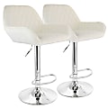 Elama Adjustable Velvet Bar Stools, White/Chrome, Set Of 2 Stools 1 thumbnail image