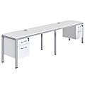 Boss Office Products Simple System Double Desk, Side By Side With 2 Pedestals, 29-1/2”H x 132”W x 30”D, White 1 thumbnail image