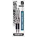 Zebra® Pen BCA F-301 Ballpoint Pens, Pack Of 2, Fine Point, 0.7 mm, Silver Barrel, Black Ink