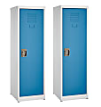 Alpine 1-Tier Steel Lockers, 48”H x 15”W x 15”D, Blue, Set Of 2 Lockers