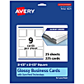 Avery® Printable Business Cards With Sure Feed® Technology, 95271-GWC25, Square, 2.5" x 2.5", Glossy White, Pack Of 225 1 thumbnail image