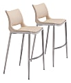 Zuo Modern Ace Bar Chairs, Light Pink, Set Of 2 Chairs