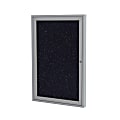 Ghent® 1-Door Enclosed Rubber Bulletin Board, 24" x 18", 90% Recycled, Confetti Satin Aluminum Frame