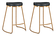 Zuo® Modern Bree Counter Stools, Black/Gold, Set Of 2
