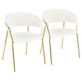 LumiSource Tania Chairs, White/Gold, Set Of 2 Chairs