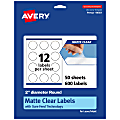 Avery® Permanent Labels With Sure Feed®, 94501-CMF50, Round, 2", Matte Clear, Pack Of 600 1 thumbnail image