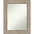 Amanti Art Non-Beveled Rectangle Wood Framed Bathroom Wall Mirror, 30” x 24”, Trellis Silver