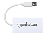 Manhattan USB-A 3-Port Hub with Gigabit Ethernet Adapter, 3x USB-A Ports, 5 Gbps (USB 3.2 Gen1 aka USB 3.0), 1x Ethernet 10/100/1000Mbps network, RJ45, SuperSpeed USB, White, Three Year Warranty, Blister - Hub