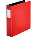 Business Source Slanted D-Ring Binders, 2" Ring, Red