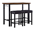 Linon Calhoun 3-Piece Pub Set, Brown/Black